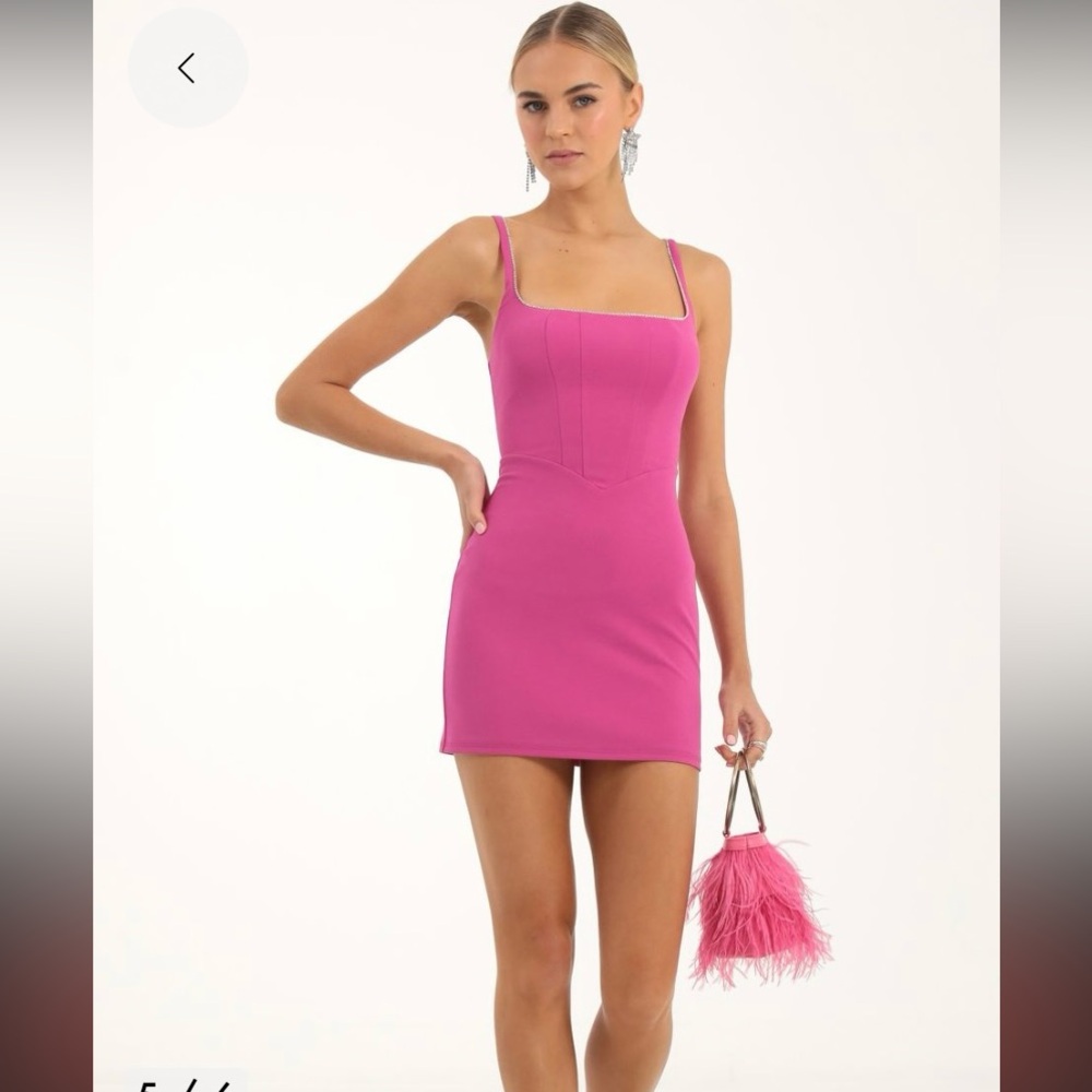 Lucy in the Sky Pink Dress Rhinestone Bodycon